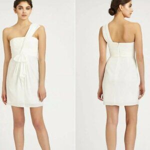 BCBGMazazria White Drape Satin Dress Sz 2 Bridal LWD Mini Garden Cocktail‎ Sexy